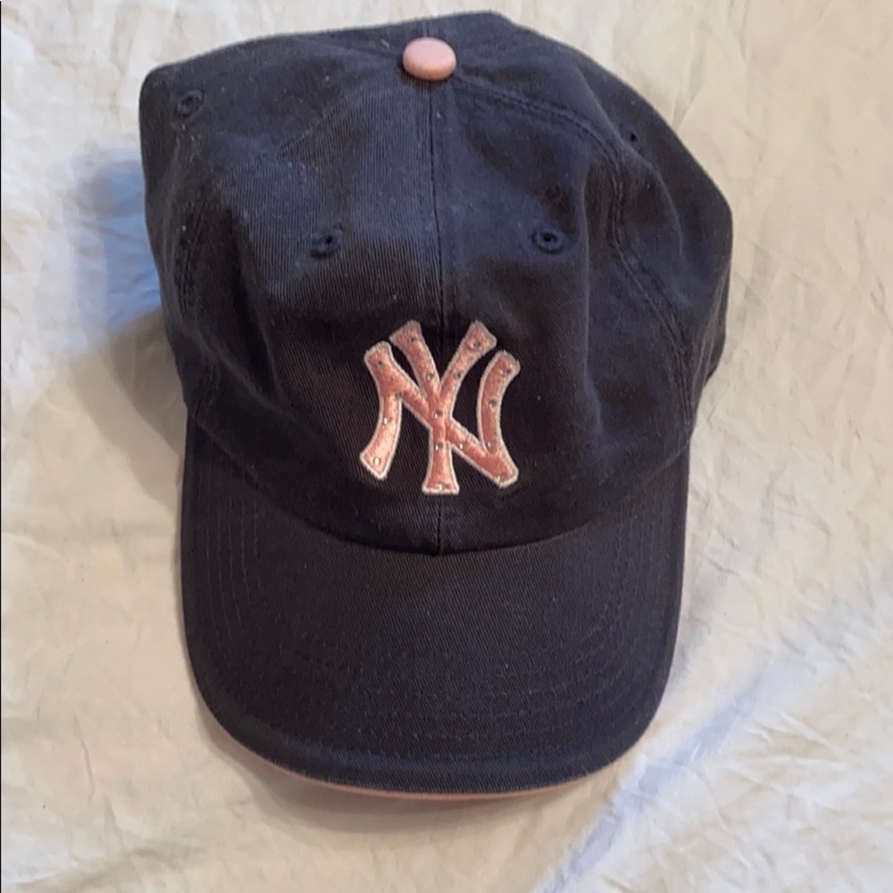 New York pink and navy blue hat
